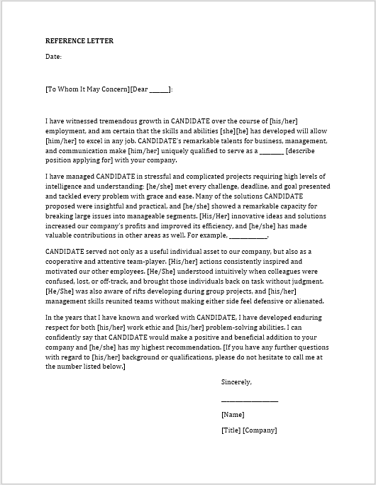 Reference Letter From Current Employer from www.templatehub.org