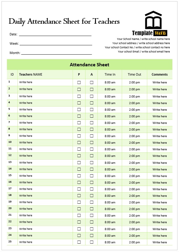 Daily Attendance Sheet Template