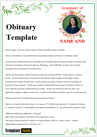 Free Obituary Template 09