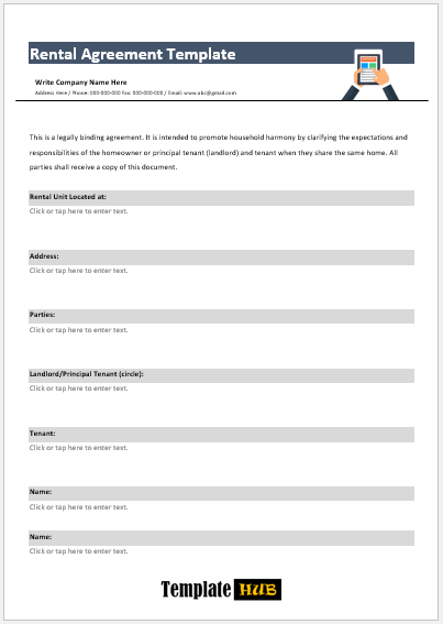 Rental Agreement Template – Simple Format