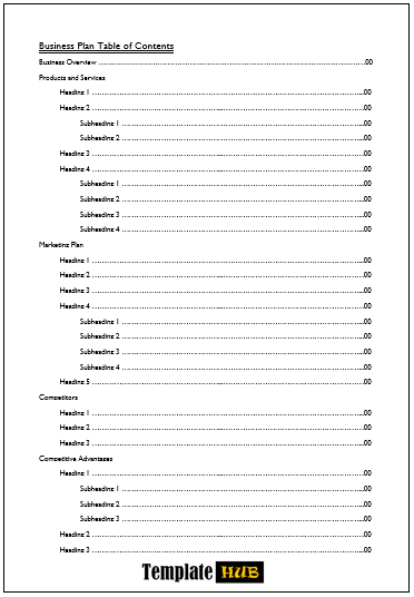 Free Table of Contents Template 01