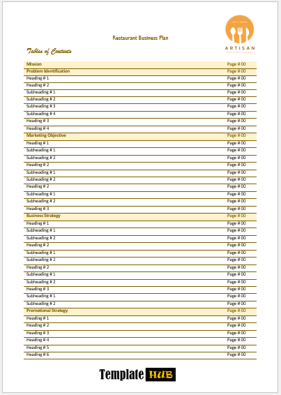 Professional Table of Contents Template – Yellow Theme