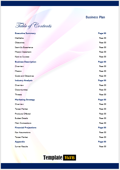 Professional Table of Contents Template – Blue Borders