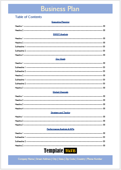 Professional Table of Contents Template – Fillable Format
