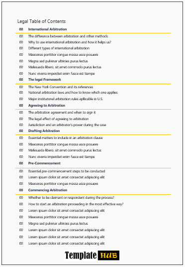 Professional Table of Contents Template – Professional Format