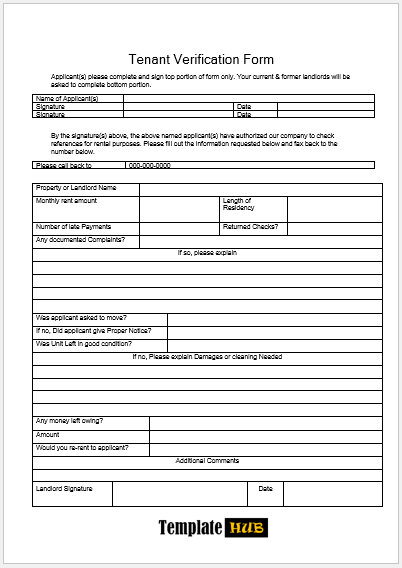 Free Tenant Verification Form 05