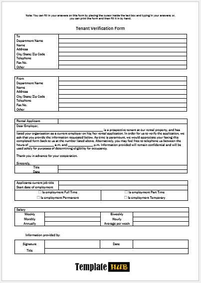 Free Tenant Verification Form 08