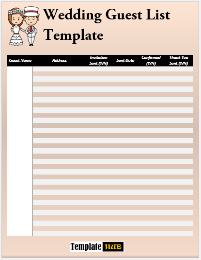 Free Wedding Guest List Template 02