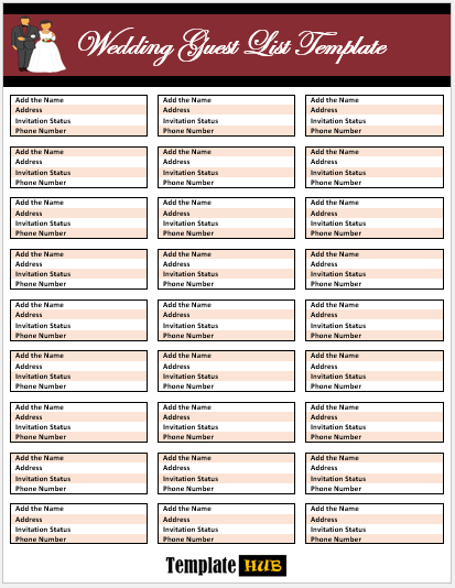 Free Wedding Guest List Template 06