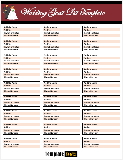Wedding Guest List Template – Easy to Edit Design