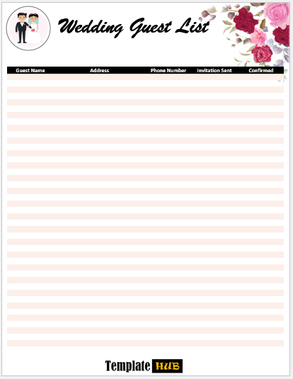 Free Wedding Guest List Template 07
