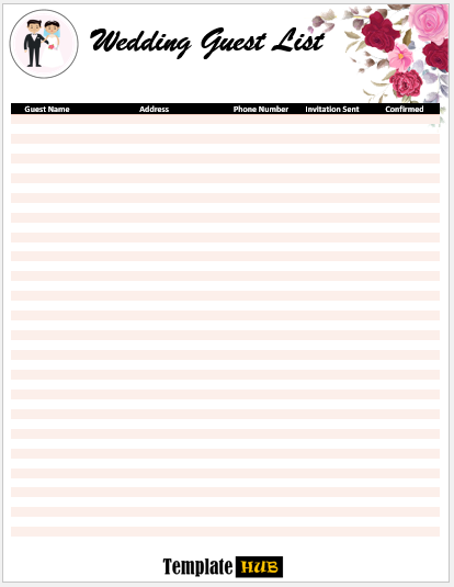 Wedding Guest List Template – Beautiful Design