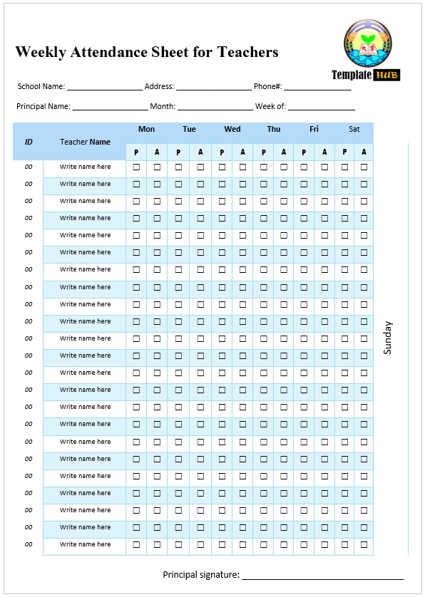 Weekly Attendance Sheet Template 02