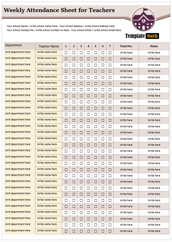 Weekly Attendance Sheet Template