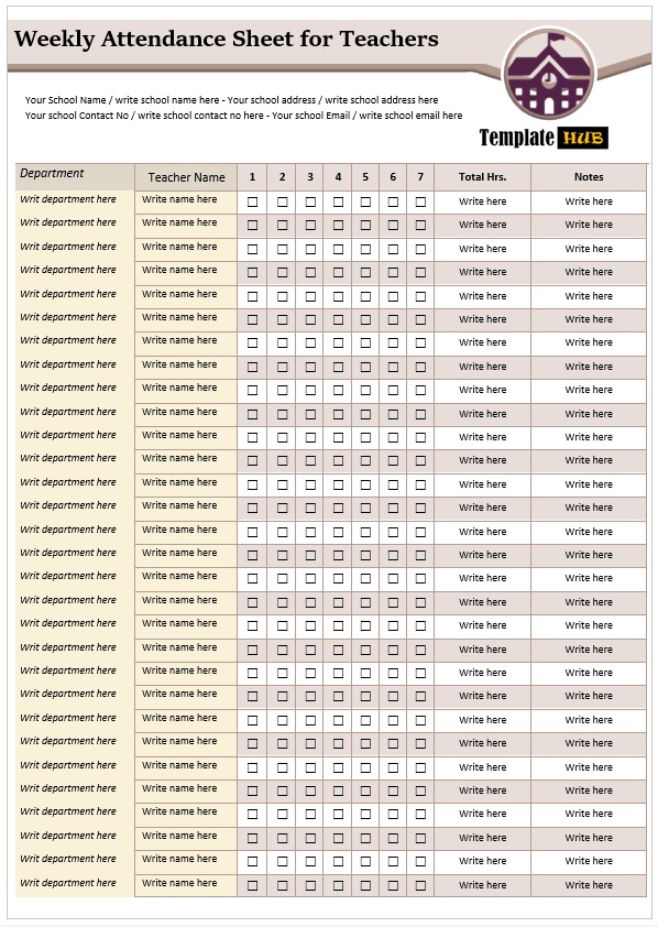 Attendance Sheet Template – Colored Background