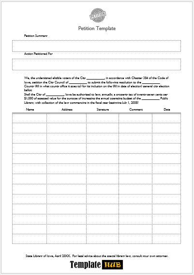 Petition Template – Blank Layout