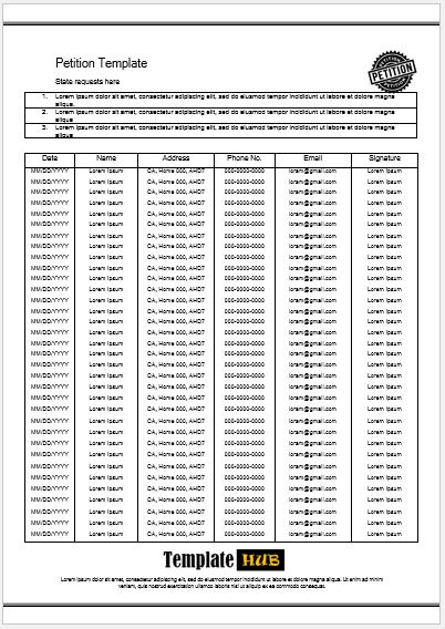 Free Petition Template 07