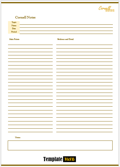 Cornell Notes Template – Decent Layout