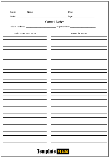 Cornell Notes Template – Fillable Format