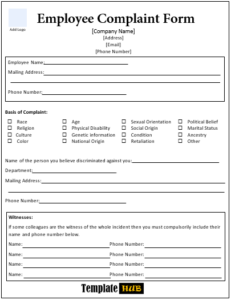 Image 4 for Employee Complaint Form Template Word