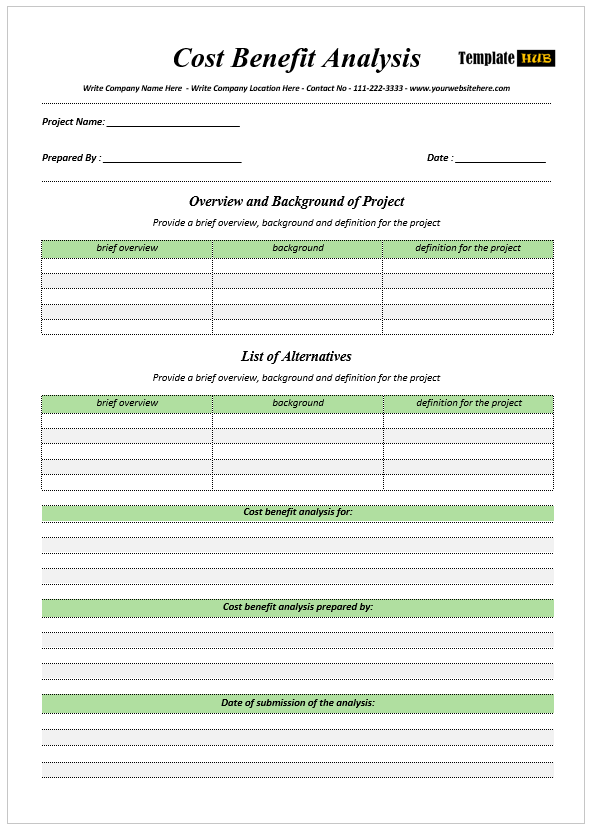 Cost Benefit Analysis – Green Template