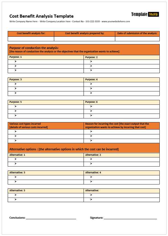 Cost Benefit Analysis – Yellow and Orange Template