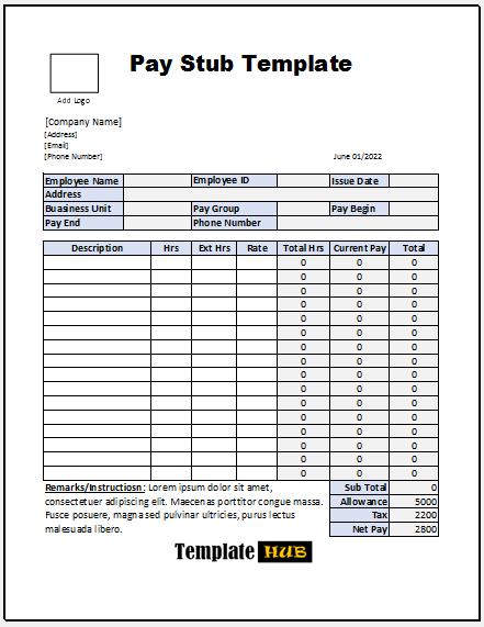 Free Pay Stub Template 02
