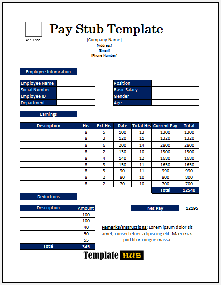 Free Pay Stub Template 10