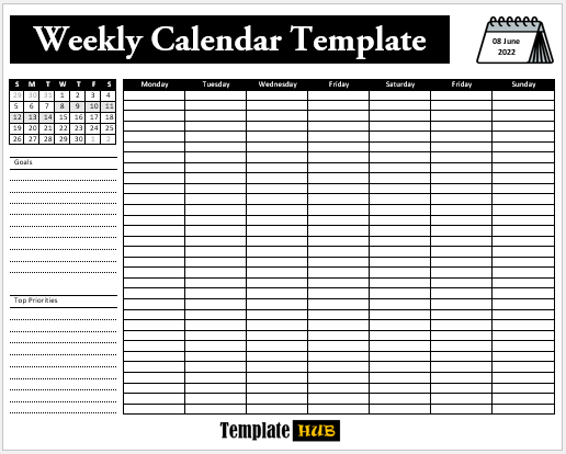 Free Weekly Calendar Template 09