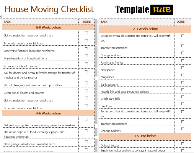 Free House Moving Checklist Sample – Gray and Pink Theme