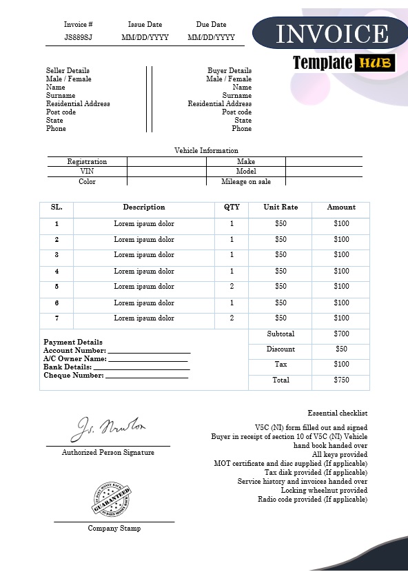 Vehicle Sales Invoice Template – Complete Guide