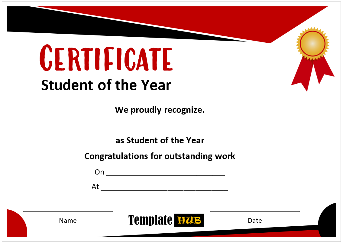 Student of the Year Certificate Template – Red and Black