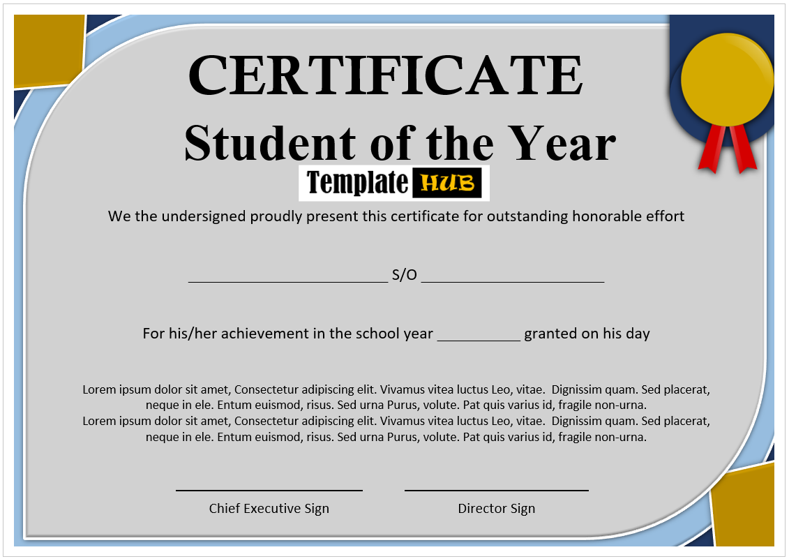 Student of the Year Certificate Template – Gray Background