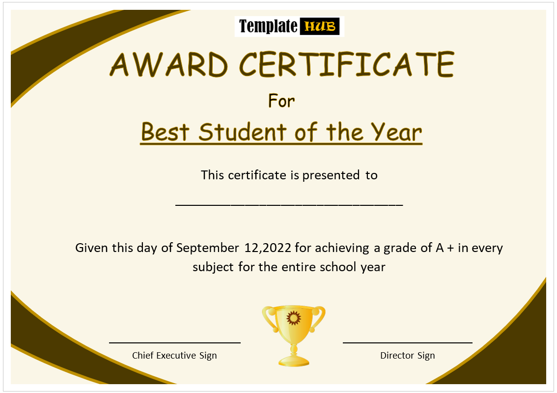 Student of the Year Certificate Template – Off White Theme