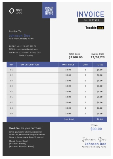 Business Invoice Template – Blue Theme