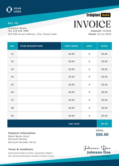 Business Invoice Template – Light and Dark Blue