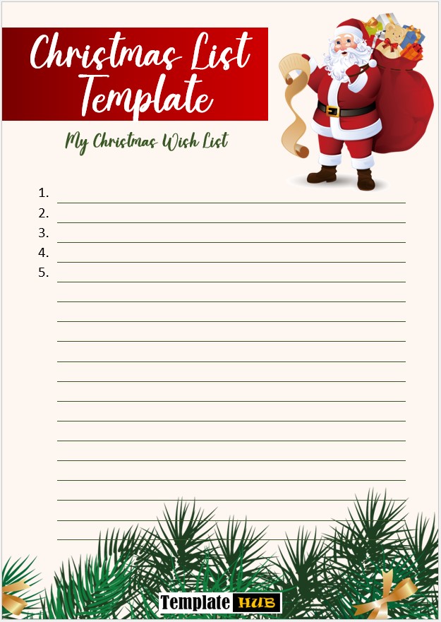 Christmas List Template – Editable Format