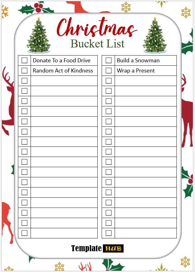 Christmas List Template – Beautiful Theme