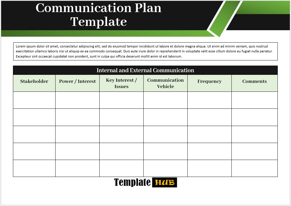 Communication Plan Template – Professional Layout
