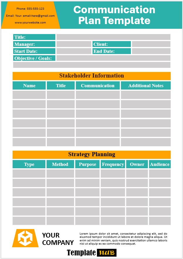 Communication Plan Template – Editable Format