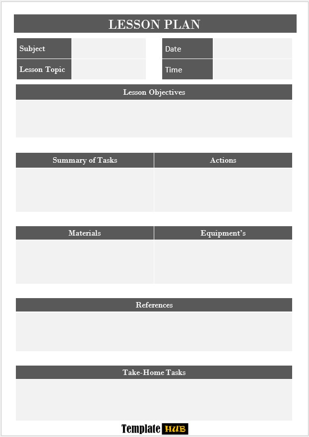 Lesson Plan Template – Simple Format