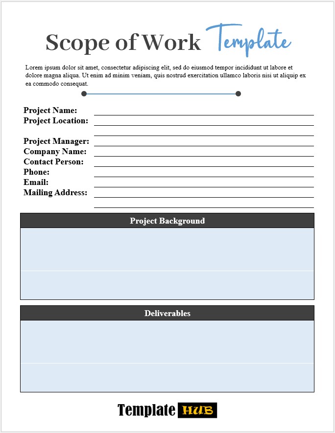 Scope of Work Template – Customizable Format