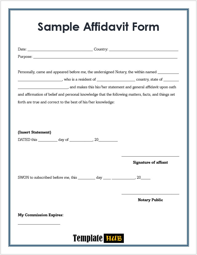 General Sample Affidavit Form