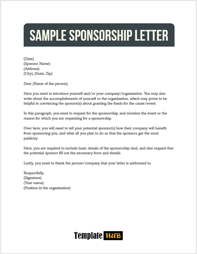 Sample Sponsorship Letter
