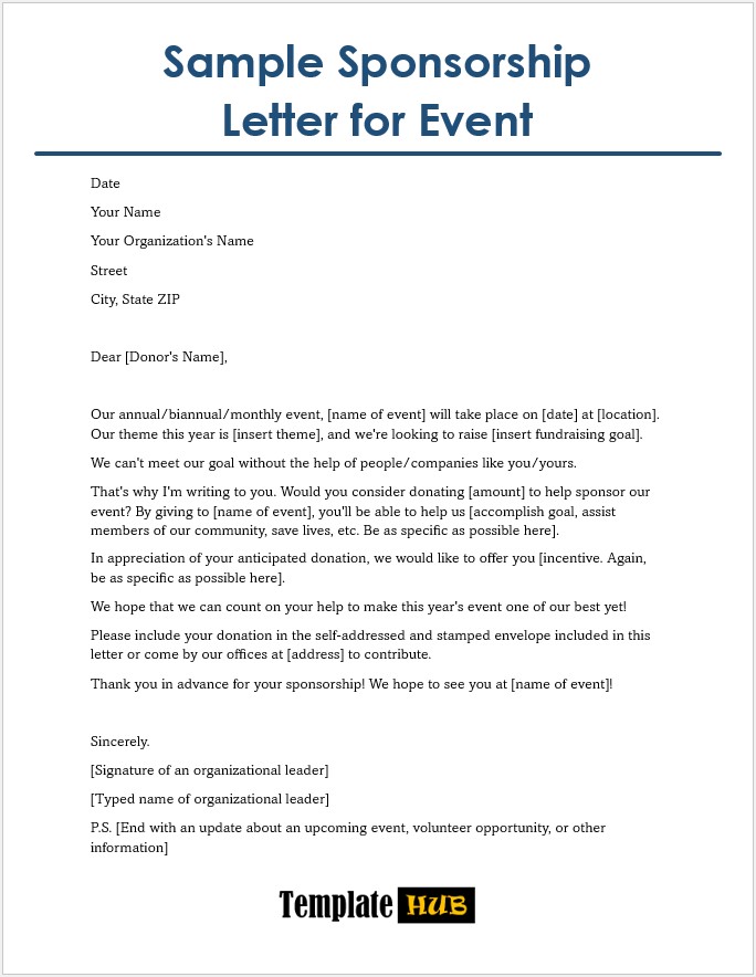 Sample Sponsorship Letter – For Event